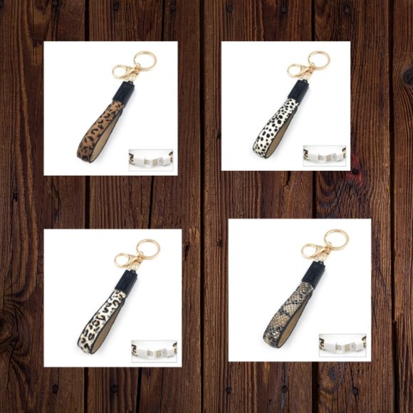 Animal Print Phone Charger Key Rings - Picture 1 of 2